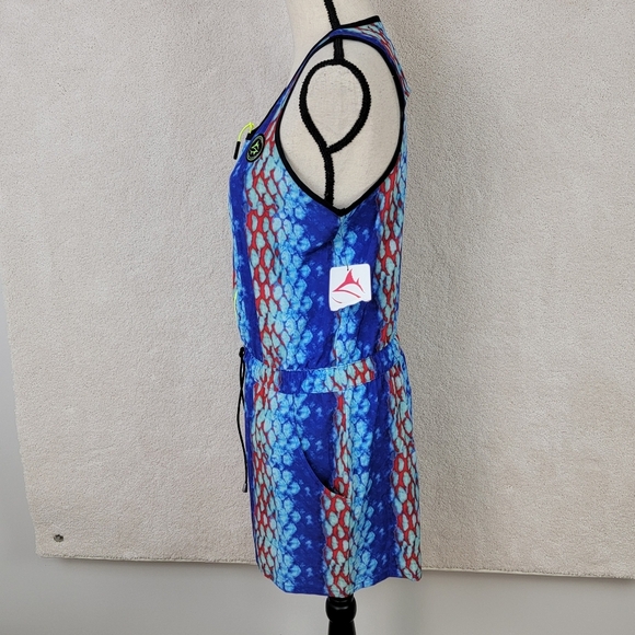 Loco Skailz Multi Color Performance Fishing Active Romper Shorts Sz M NEW - Picture 5 of 11